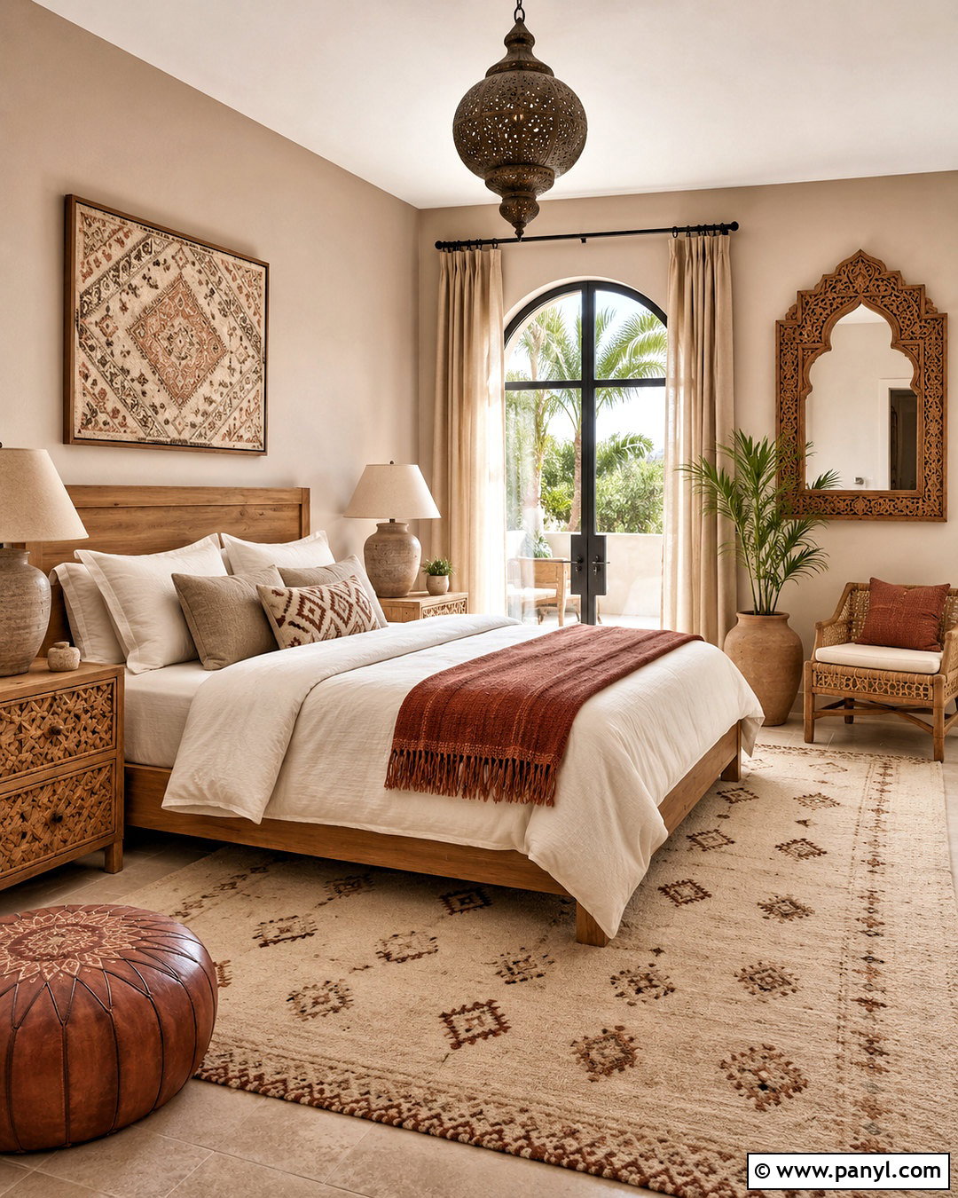Neutral Moroccan Print Bedroom - 20 moroccan print ideas