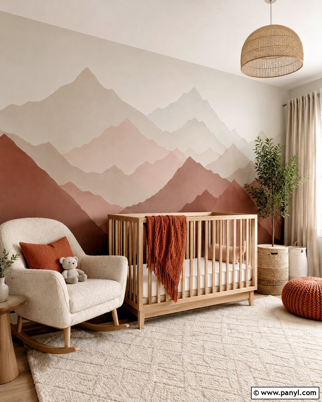 Neutral Mountain Nursery Wall - 20 nursery wall painting ideas
