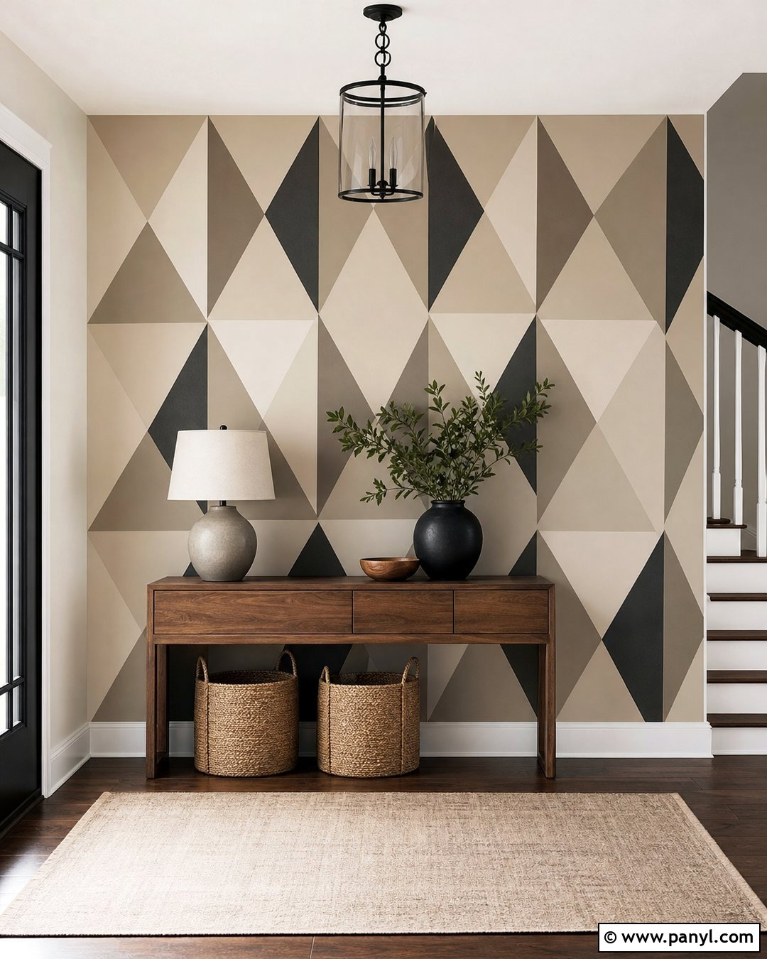 Neutral Paint Chip Geometric Wall - 20 Paint Chips On Wall Ideas