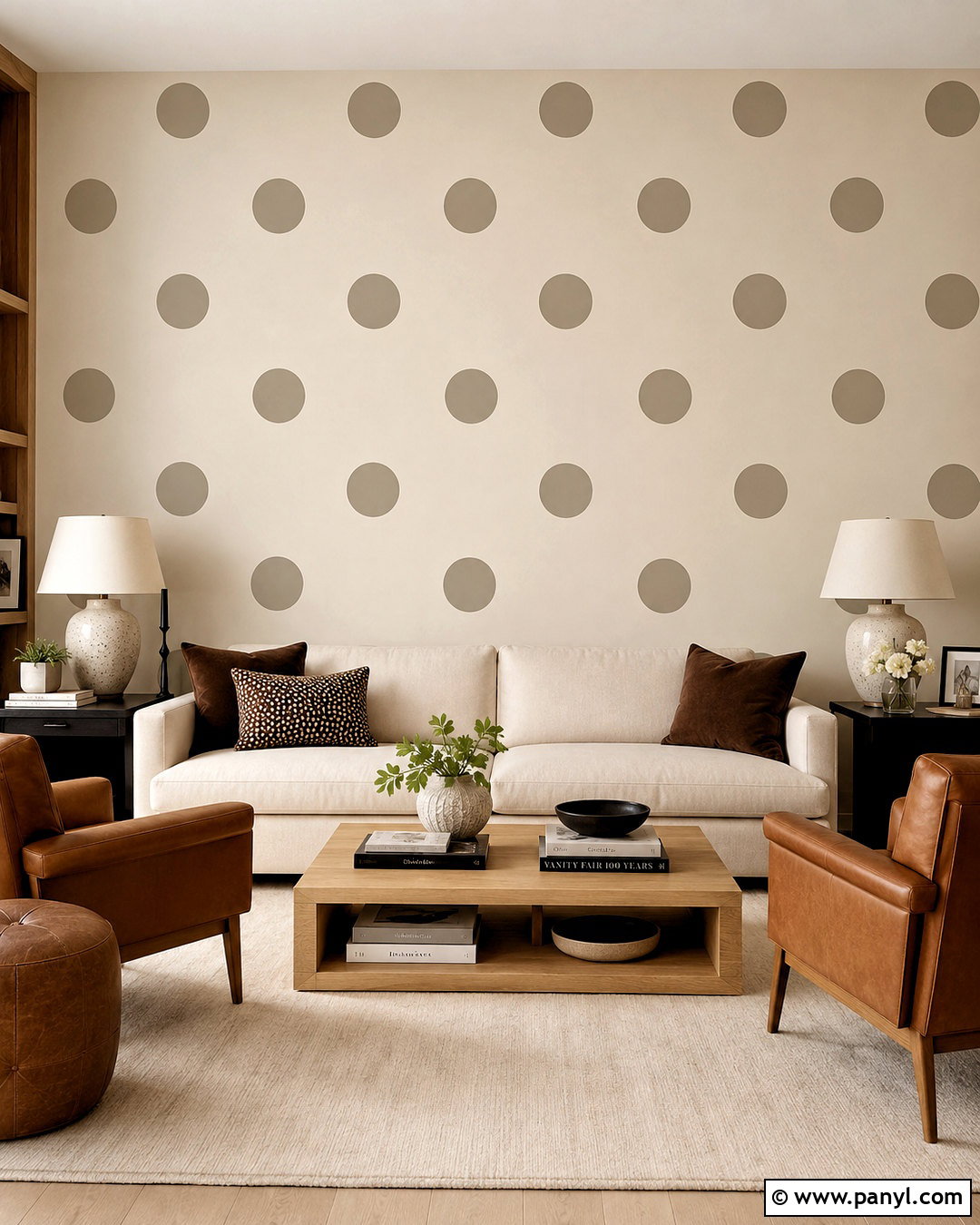 Neutral Polka Dot Living Room Wall - 40 polka dot walls