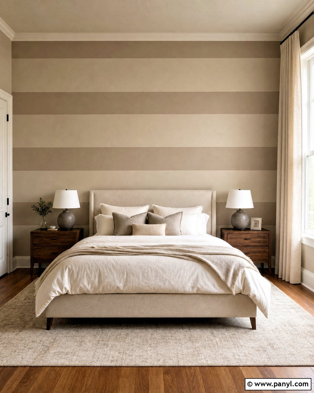 Neutral Tonal Striped Wall - 20 diy striped wall ideas
