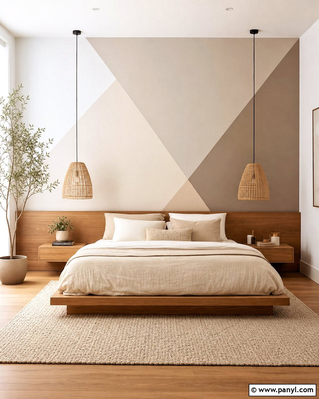 Neutral Triangle Bedroom Wall - 20 geometric wall paint bedroom ideas