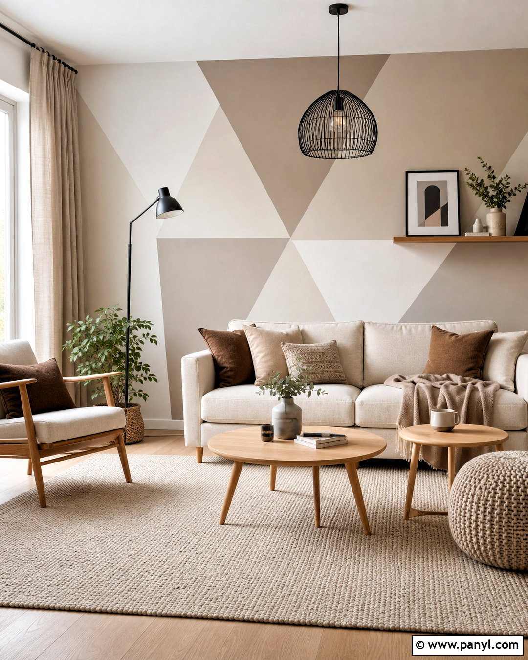 Neutral Triangle Geometric Wall - 20 wall geometric painting ideas