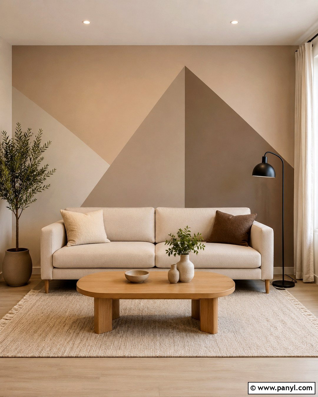 Neutral Triangle Geometric Wall - 20 Modern Geometric Wall Paint Ideas