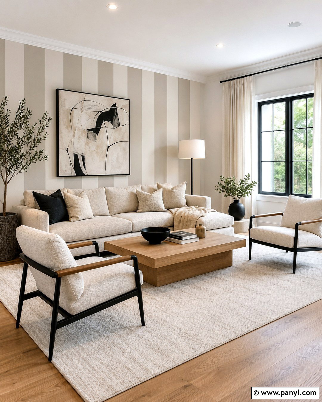 Neutral Vertical Striped Wall - 20 Stripe On Wall Ideas