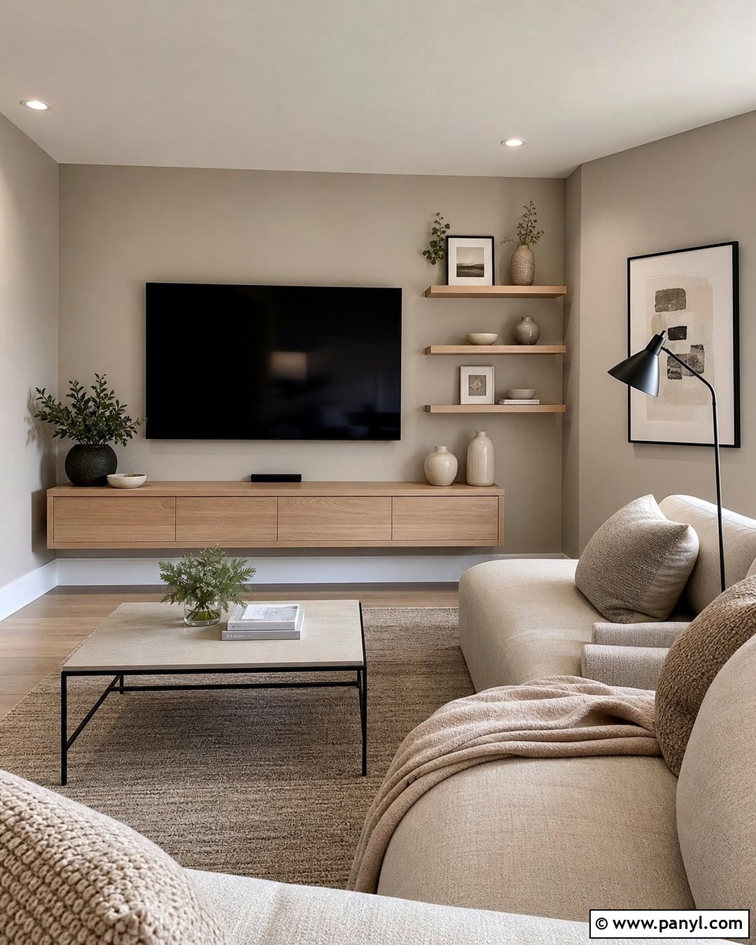 Neutral Wall Corner TV Setup - 20 Neutral Color Wall Corner Ideas