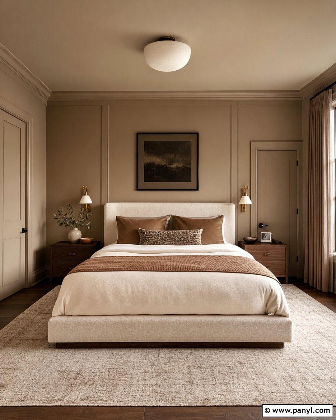 Nude Color Drenched Bedroom - 30 Nude Wall Color Ideas