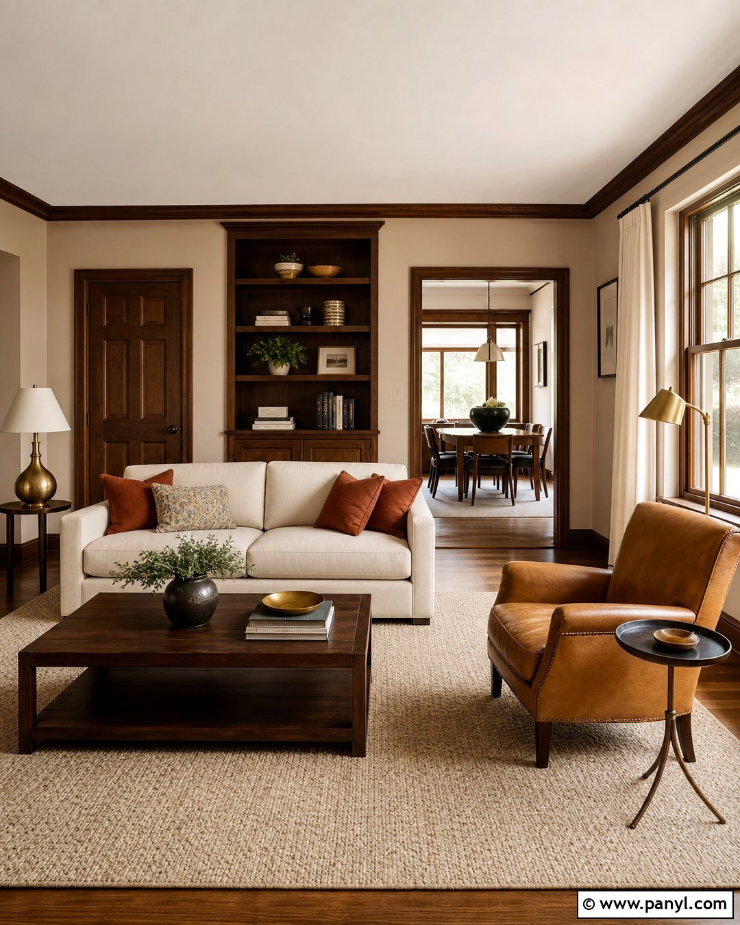Nude Wall With Dark Wood Trim - 30 Nude Wall Color Ideas
