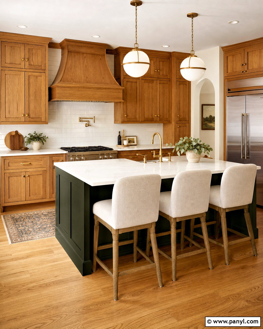 Oak Cabinets With Dark Green Island - 20 updated kitchen with oak cabinets