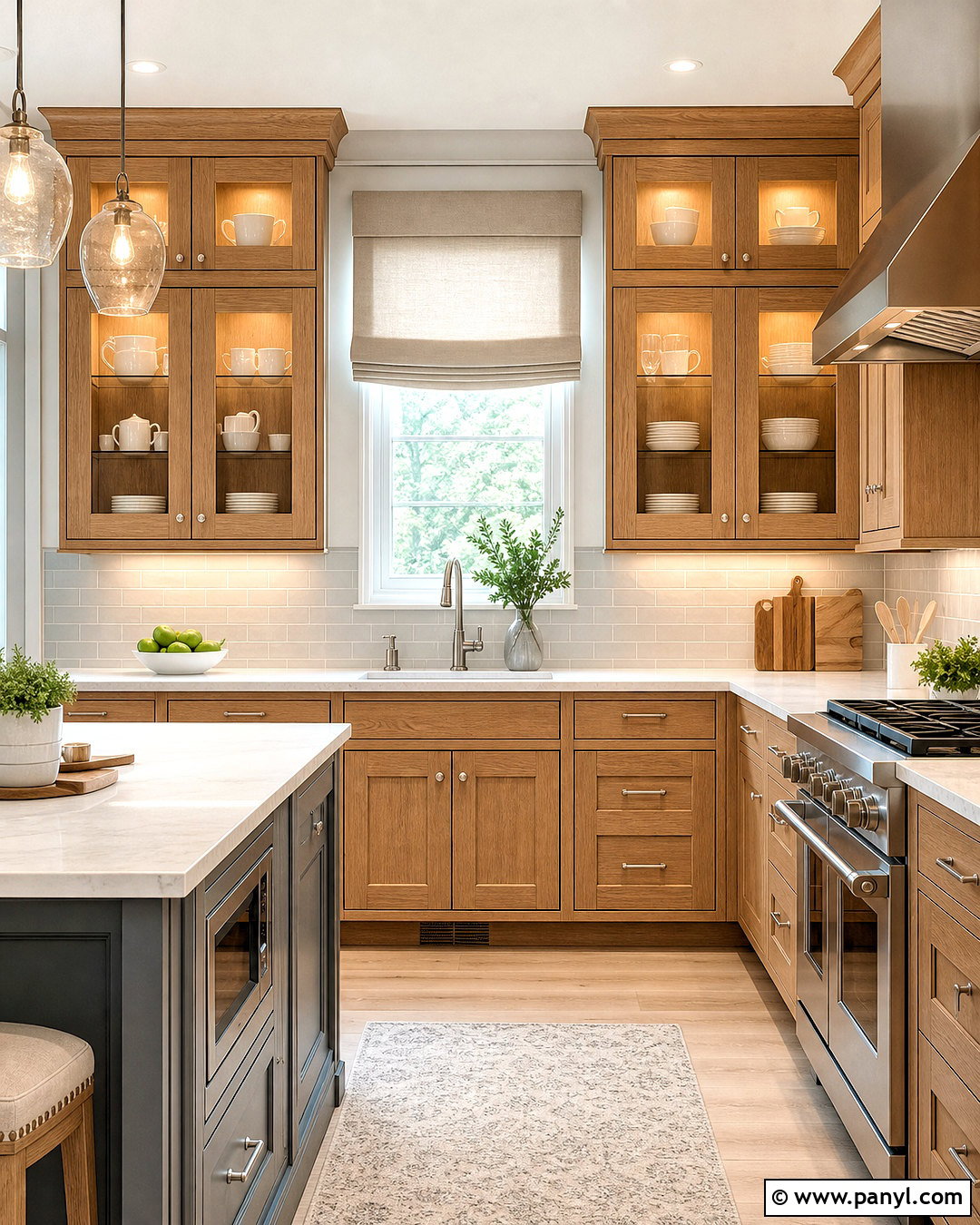 Oak Cabinets With Glass Front Doors - 20 updated kitchen with oak cabinets