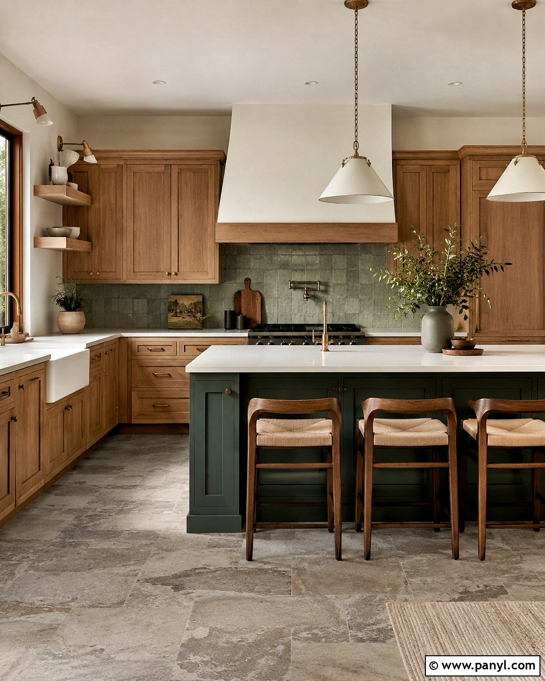 Oak Cabinets With Green Island - 20 oak cabinet kitchen ideas
