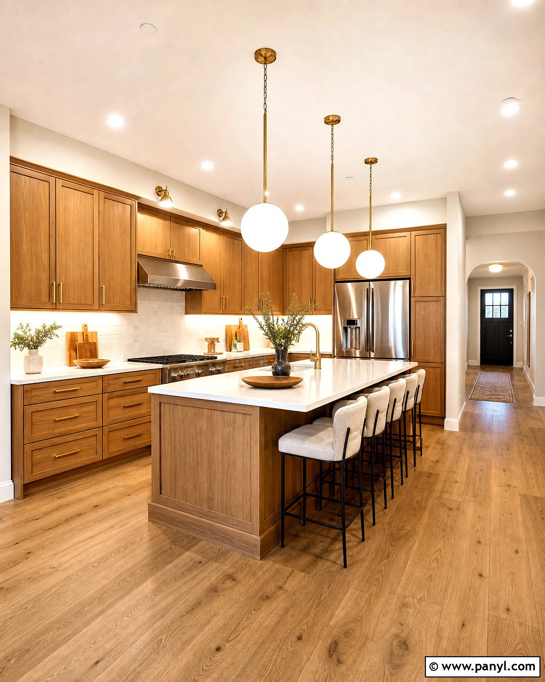 Oak Cabinets With Modern Pendant Lighting - 20 updated kitchen with oak cabinets