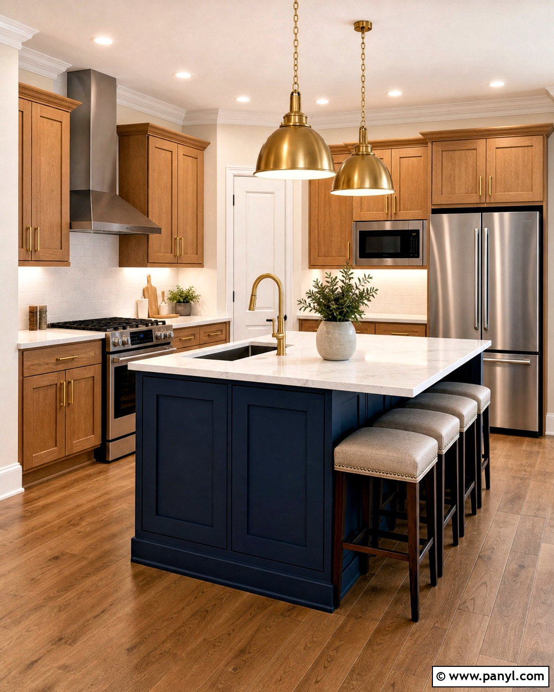 Oak Cabinets With Navy Blue Island - 20 updated kitchen with oak cabinets