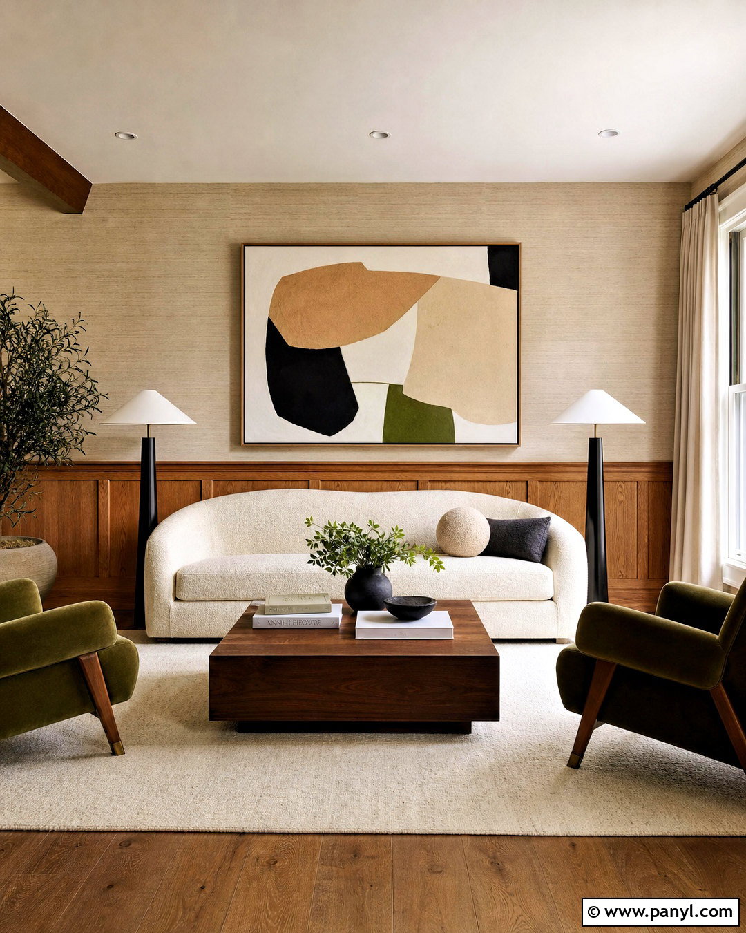 Oak Paneling With Grasscloth Wallpaper - 20 half wallpaper half paneling ideas