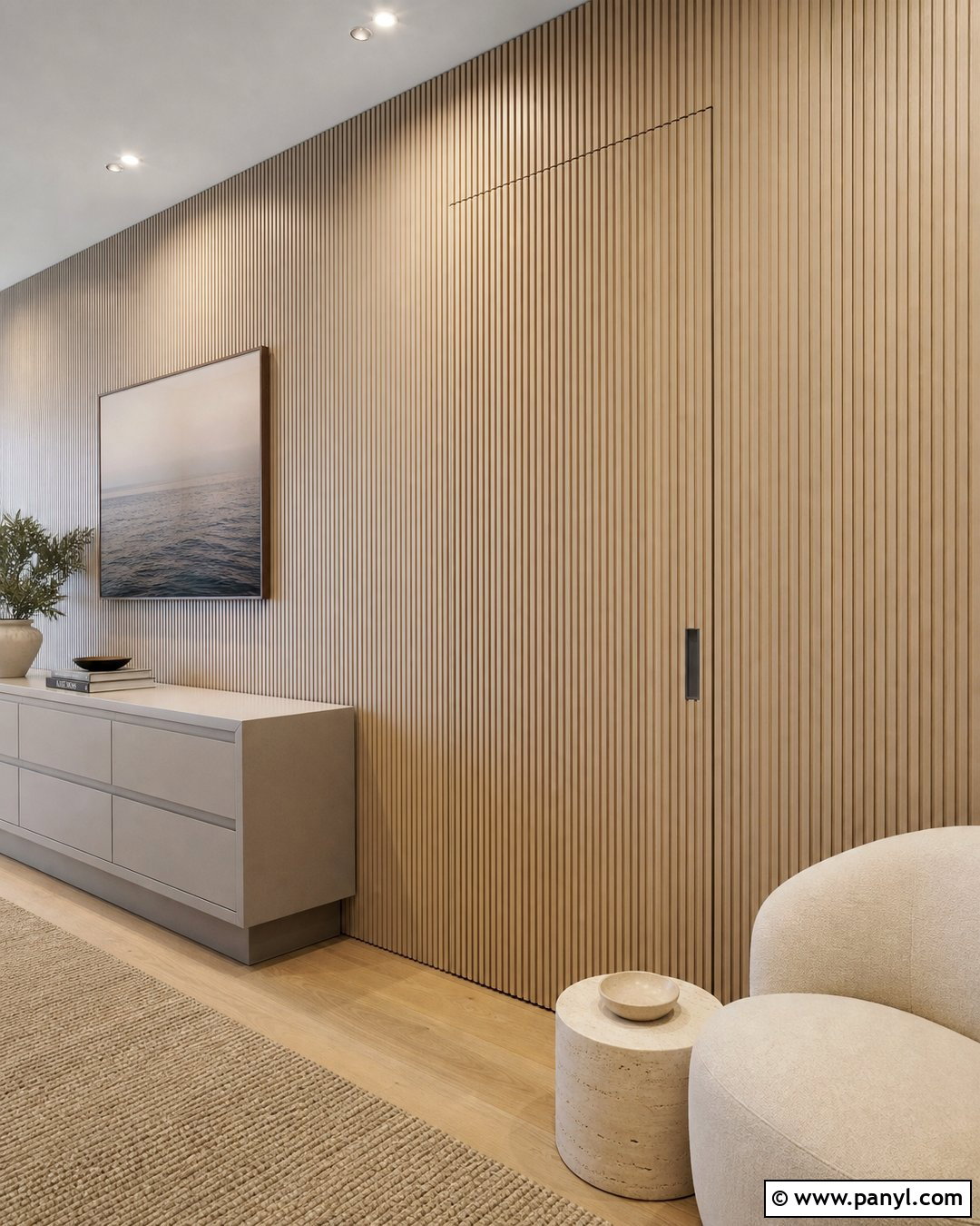 Oak Slat Wall Hidden Door - 20 Neutral Color Slat Wall Ideas