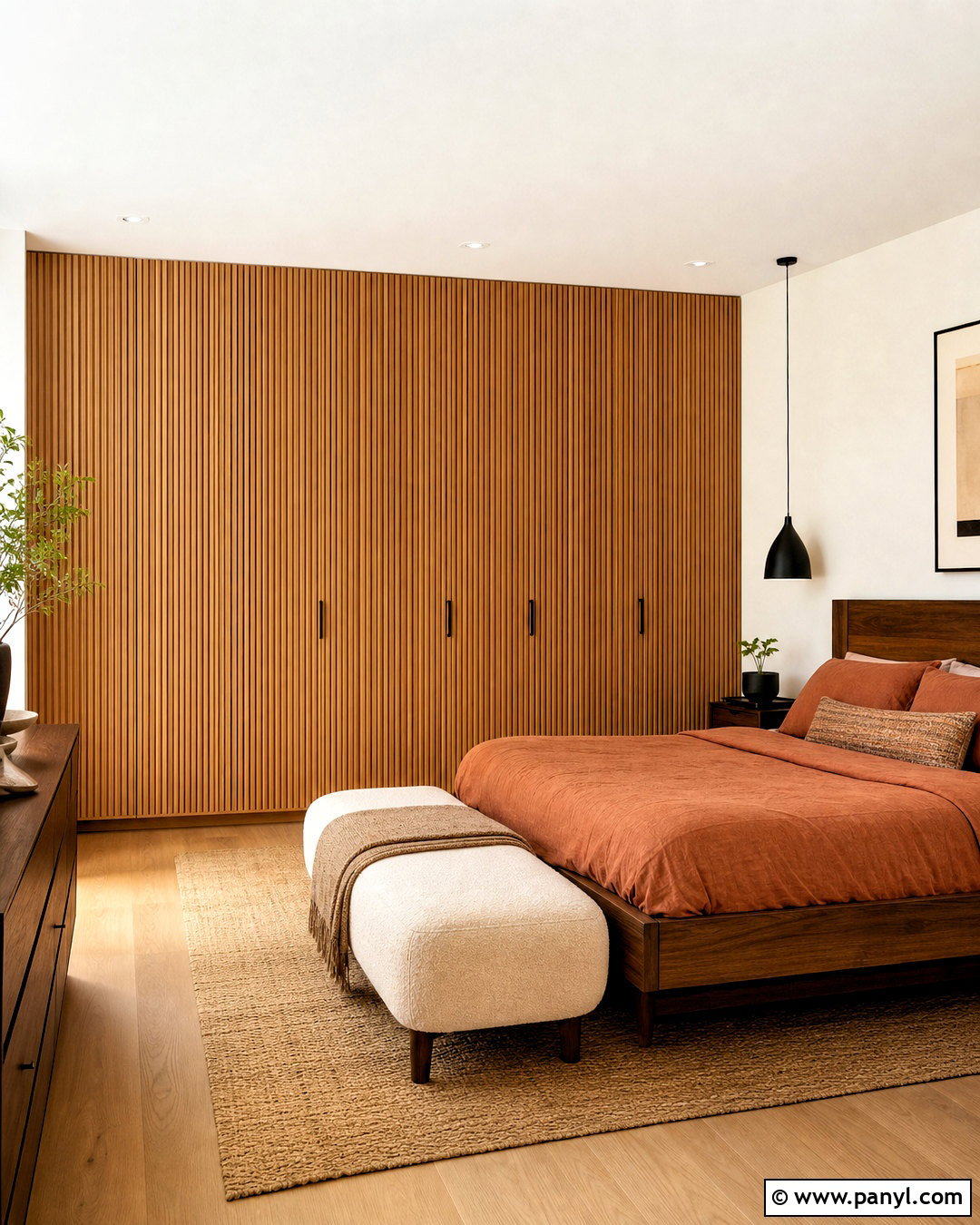 Oak Slatted Full Wall Wardrobe - 20 full wall wardrobe ideas