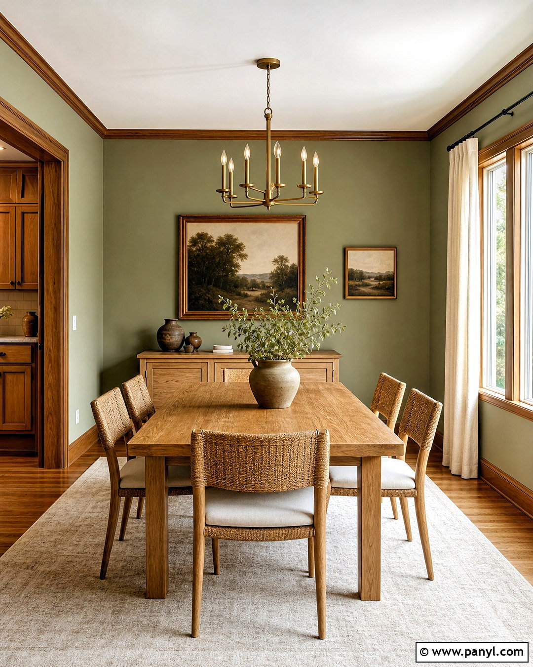 Oak Stained Trim With Sage Green Walls - 20 stained trim interior ideas