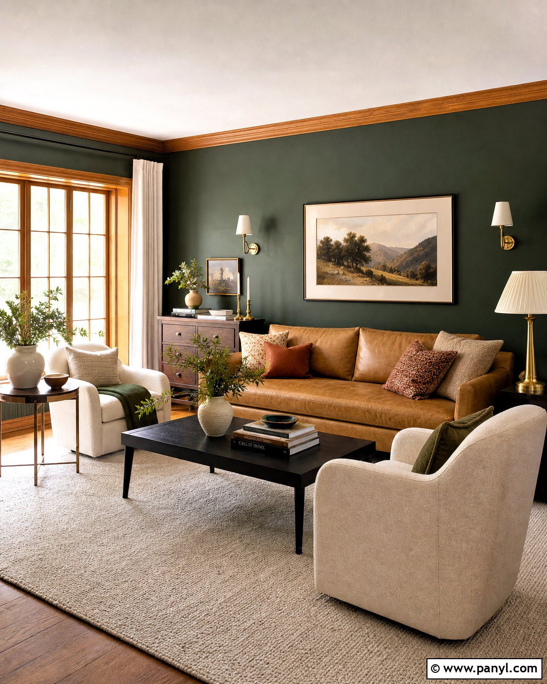 Oak Trim Living Room With Dark Green Walls - 20 oak trim living room ideas
