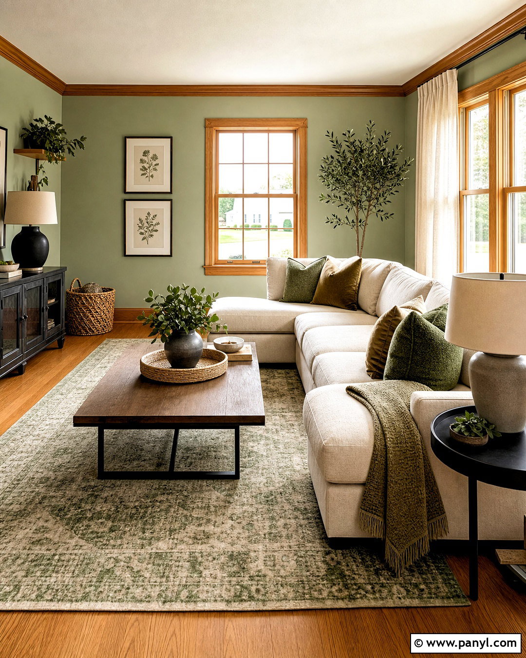 Oak Trim Living Room With Sage Green Walls - 20 oak trim living room ideas