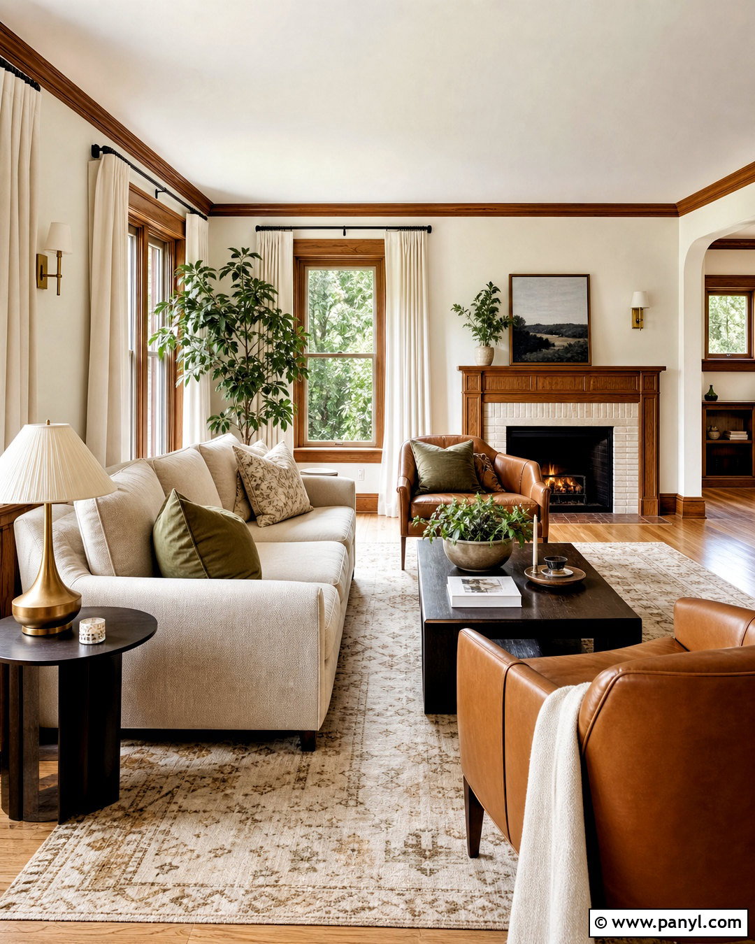 Oak Trim Living Room With Warm White Walls - 20 oak trim living room ideas