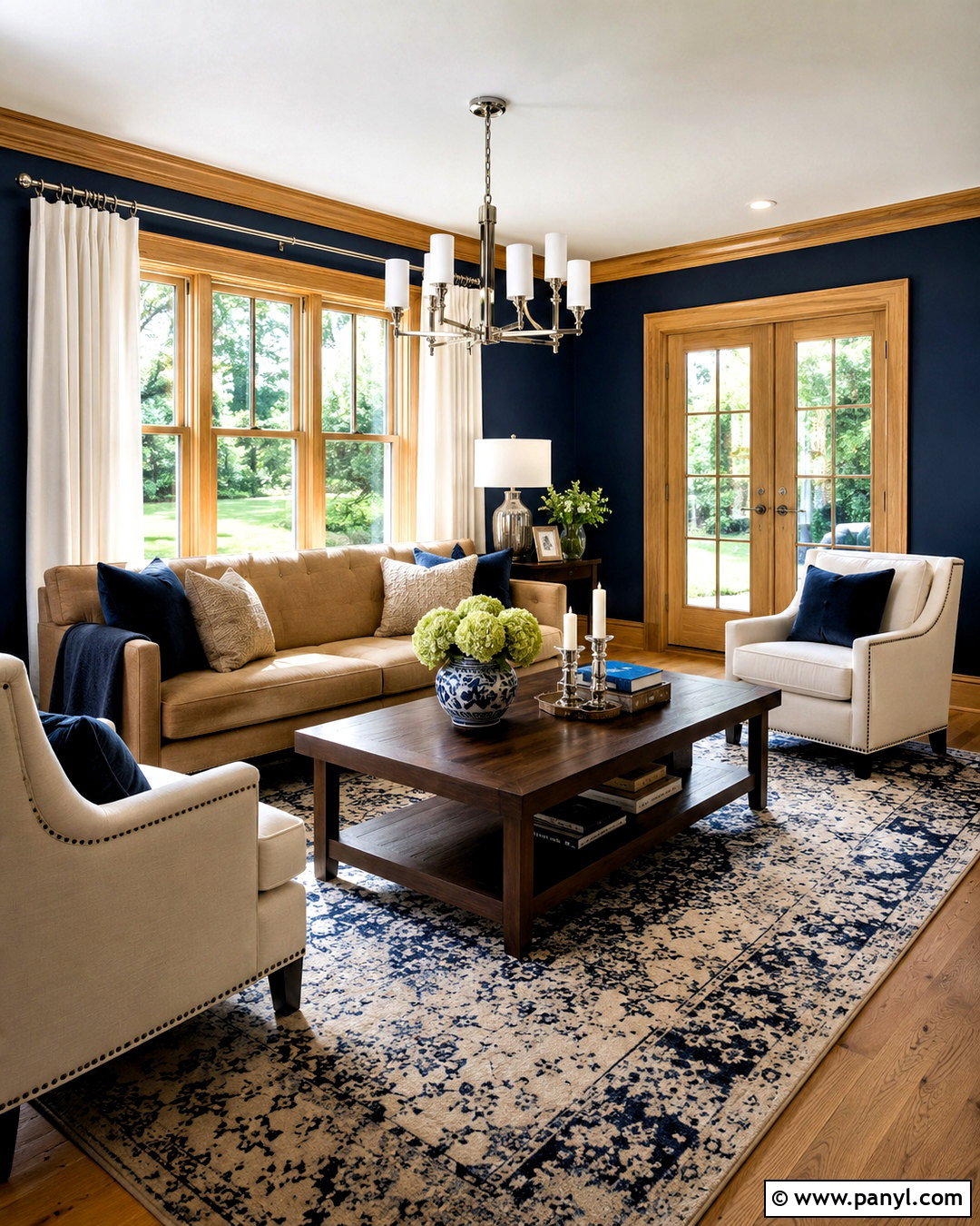 Oak Trim With Deep Navy Walls - 20 oak wood trim ideas