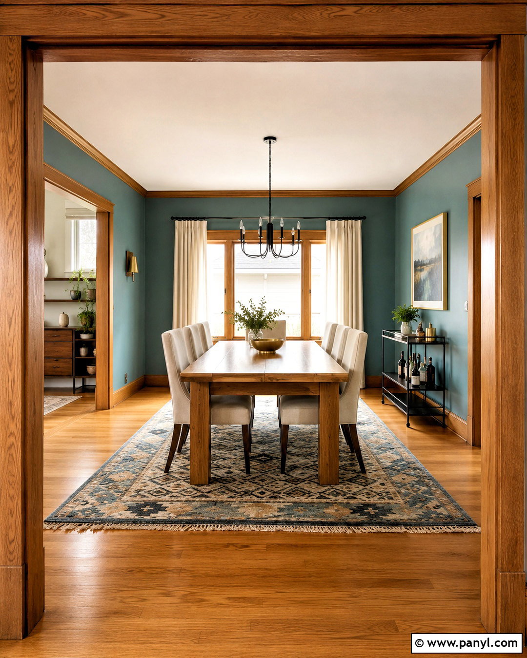 Oak Trim With Dusty Teal Walls - 20 oak wood trim ideas