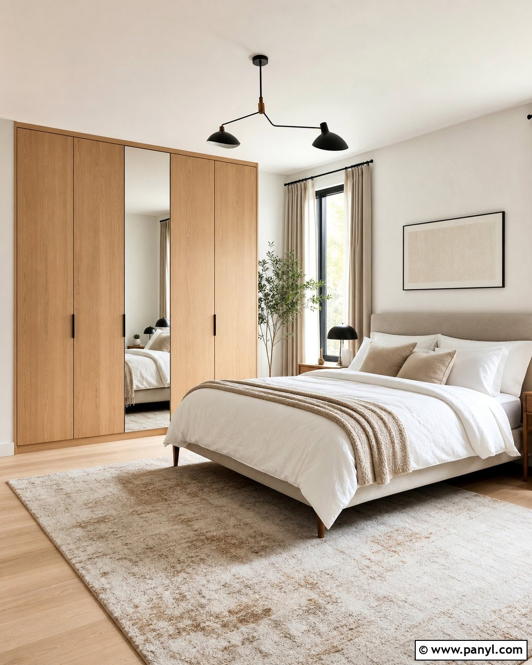 Oak Wardrobe With Soft White Walls - 25 Wardrobe And Wall Color Combination Ideas