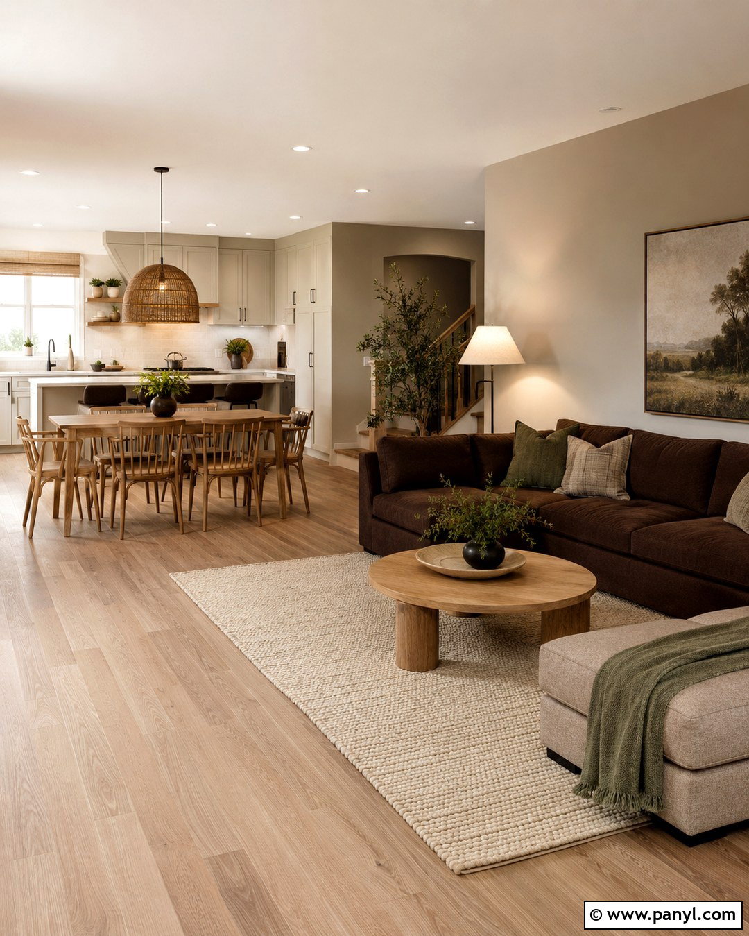 Oatmeal Brown Open-Plan Wall Color - 20 Brown Beige Wall Color Ideas