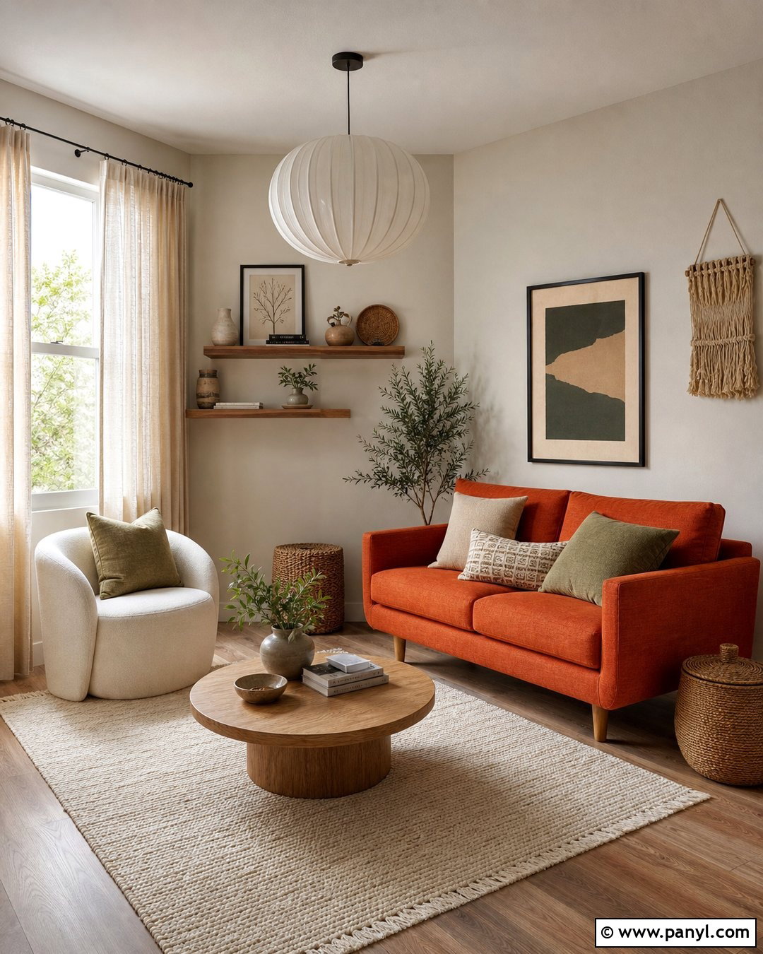 Oatmeal Walls With Orange Loveseat - 20 Neutral Wall Color With Orange Furniture Ideas
