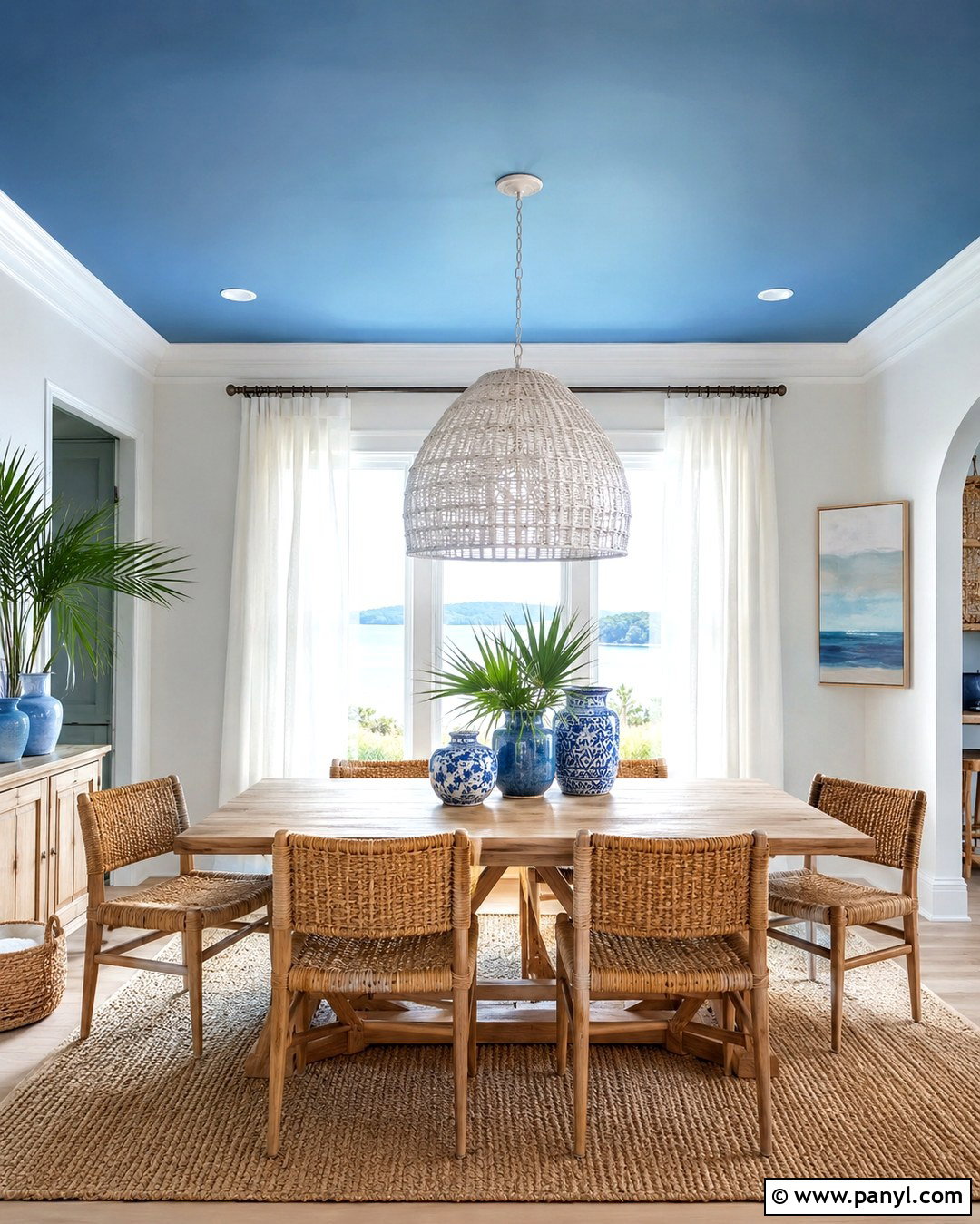 Ocean Blue Ceiling With White Walls - 20 Ocean Theme Wall Paint Ideas