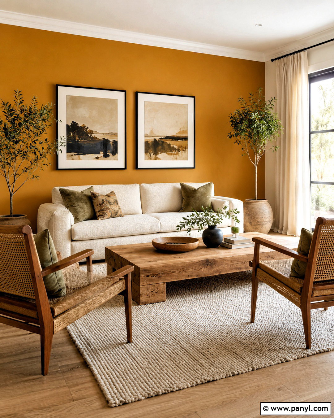 Ochre Accent Wall Living Room - 20 ochre living room ideas