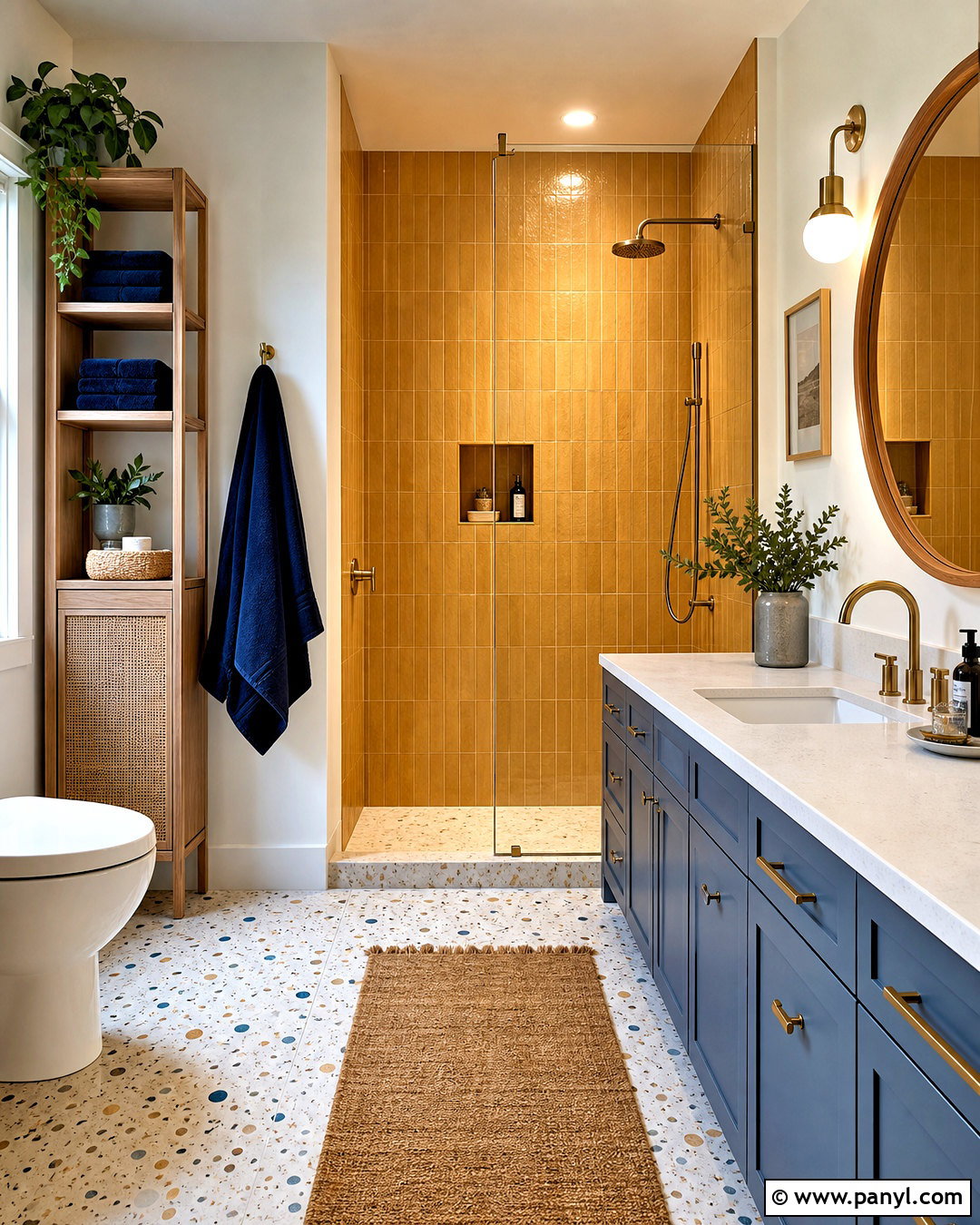 Ochre And Blue Bathroom - 20 bathroom colour ideas