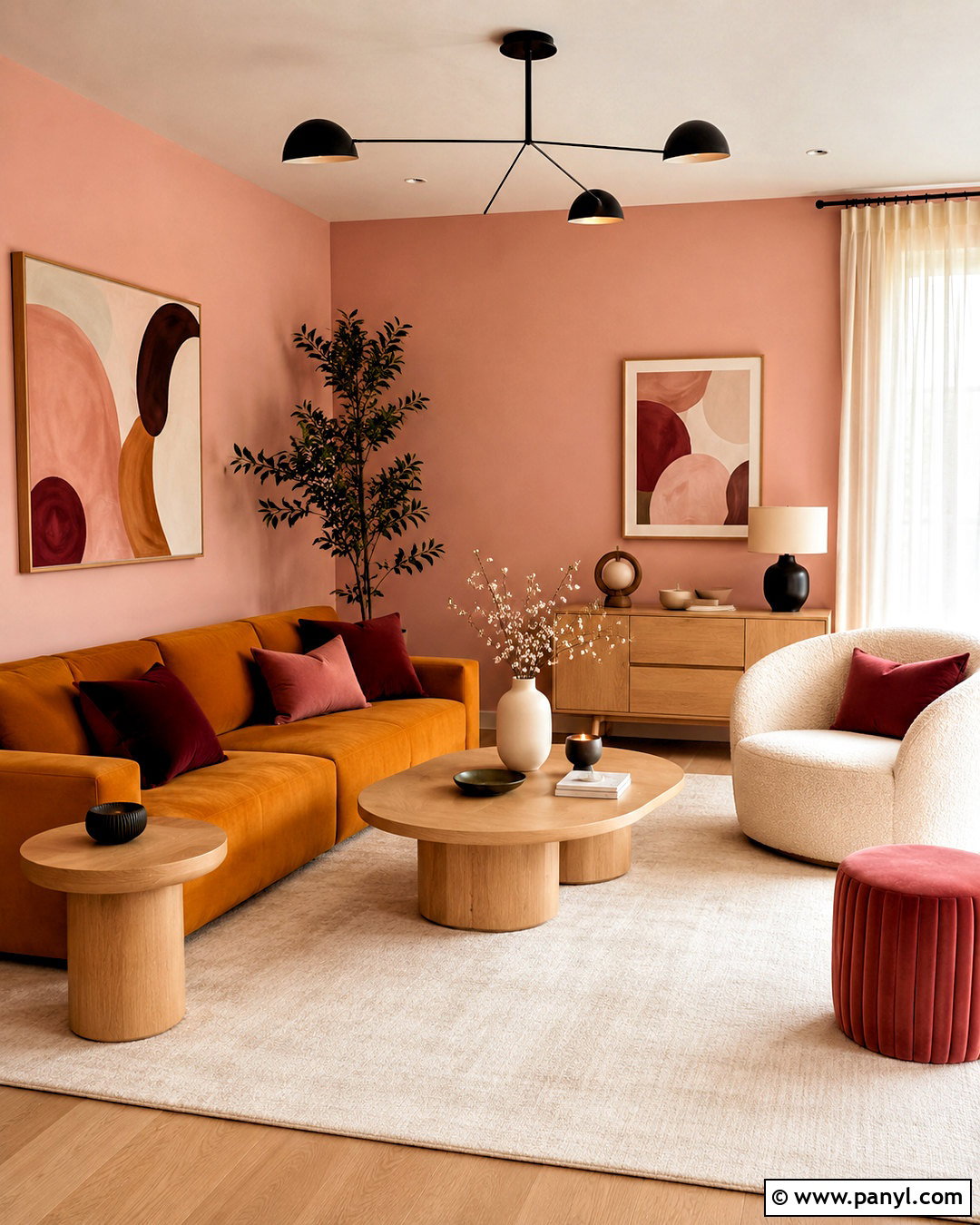 Ochre And Blush Pink Living Room - 20 ochre living room ideas
