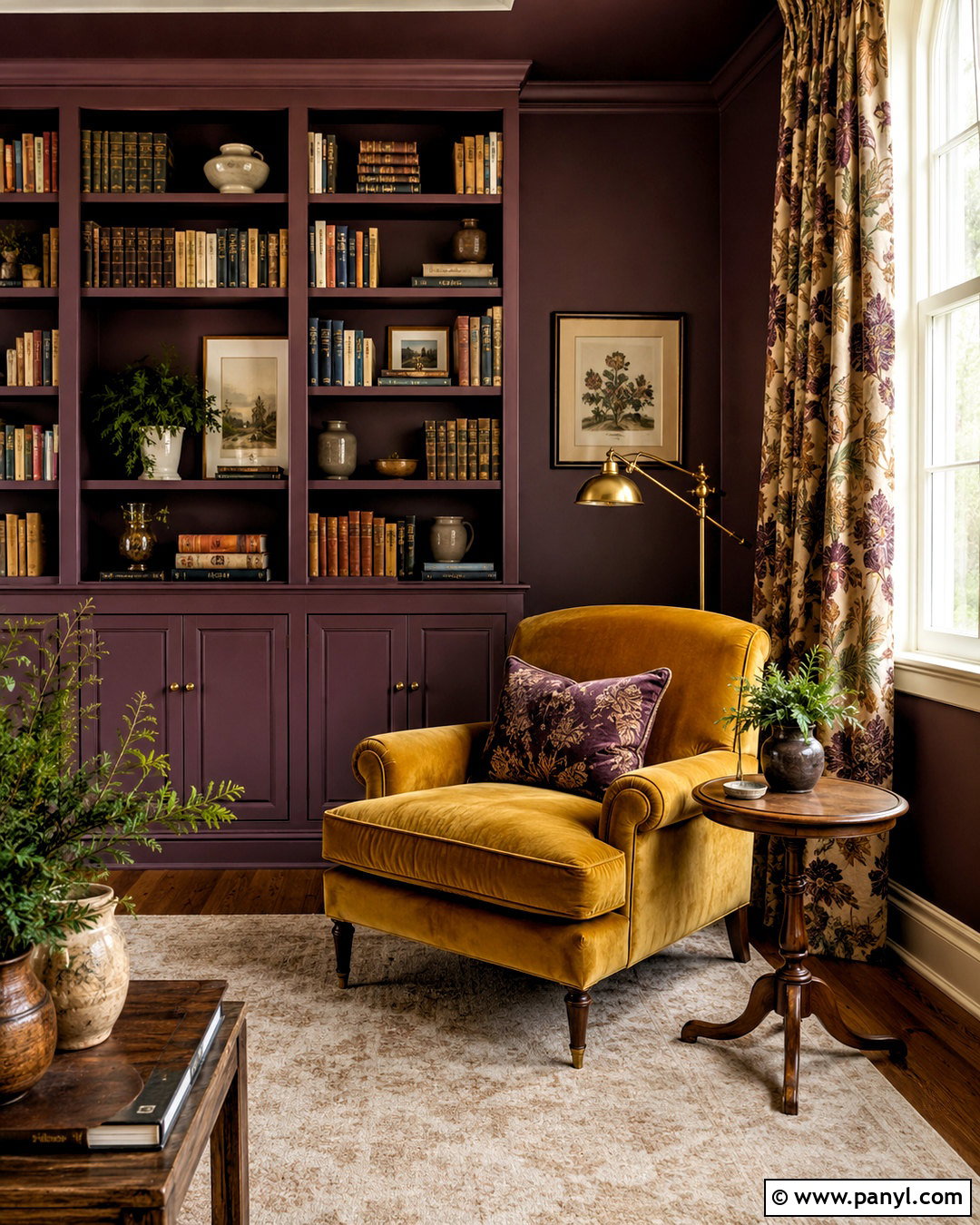 Ochre And Plum Reading Room - 20 ochre color palette ideas