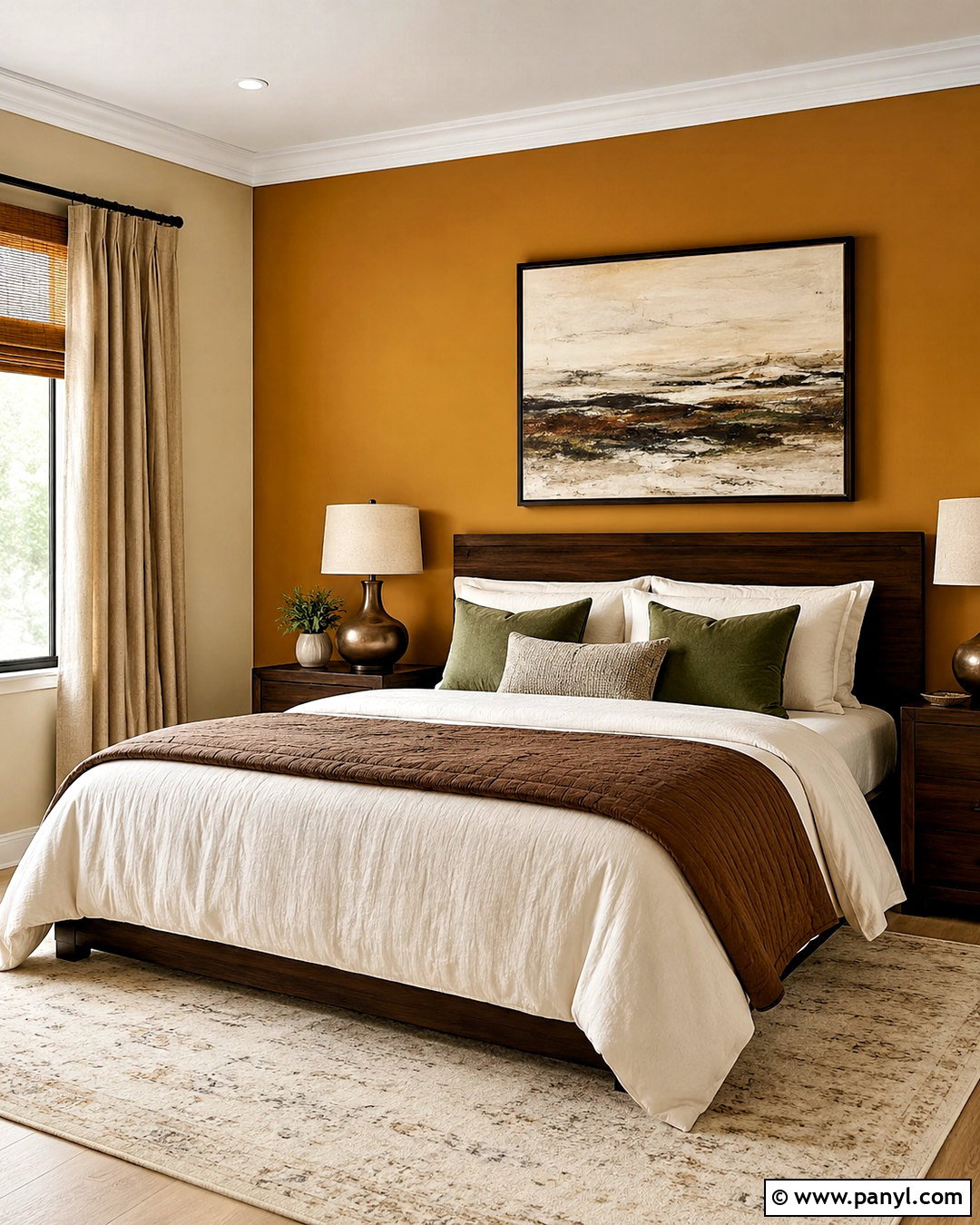 Ochre Bedroom Accent Wall - 35 Wall Paint Bedroom Ideas