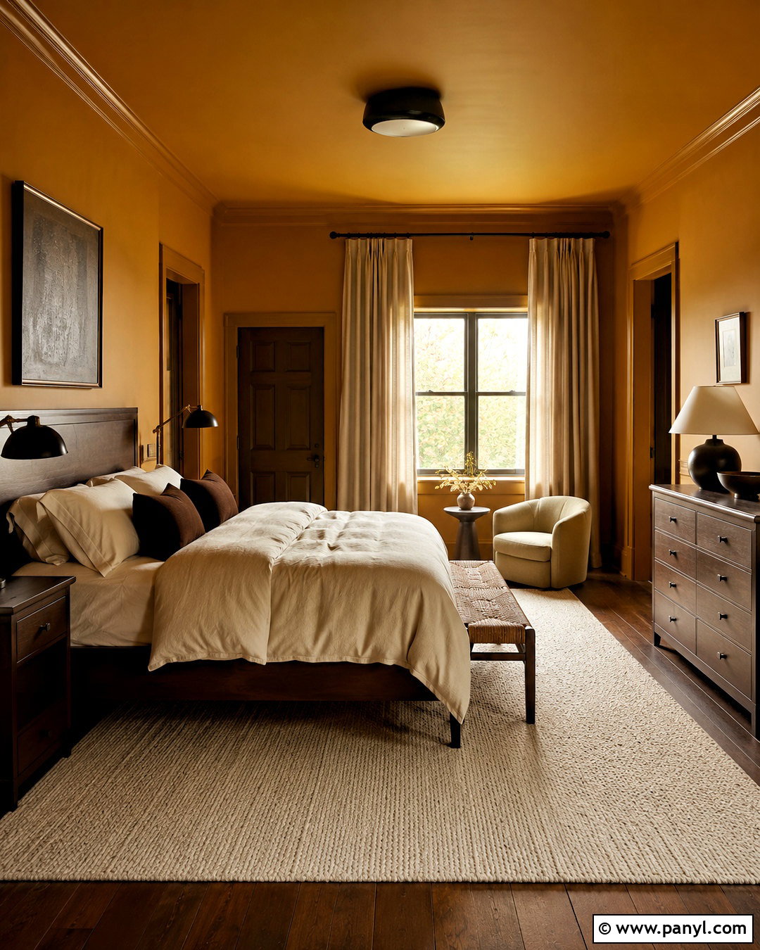 Ochre Color Drenched Bedroom - 20 ochre bedroom ideas