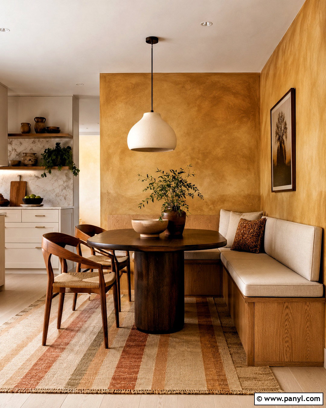 Ochre Color Washed Walls In A Dining Nook - 20 color washing walls