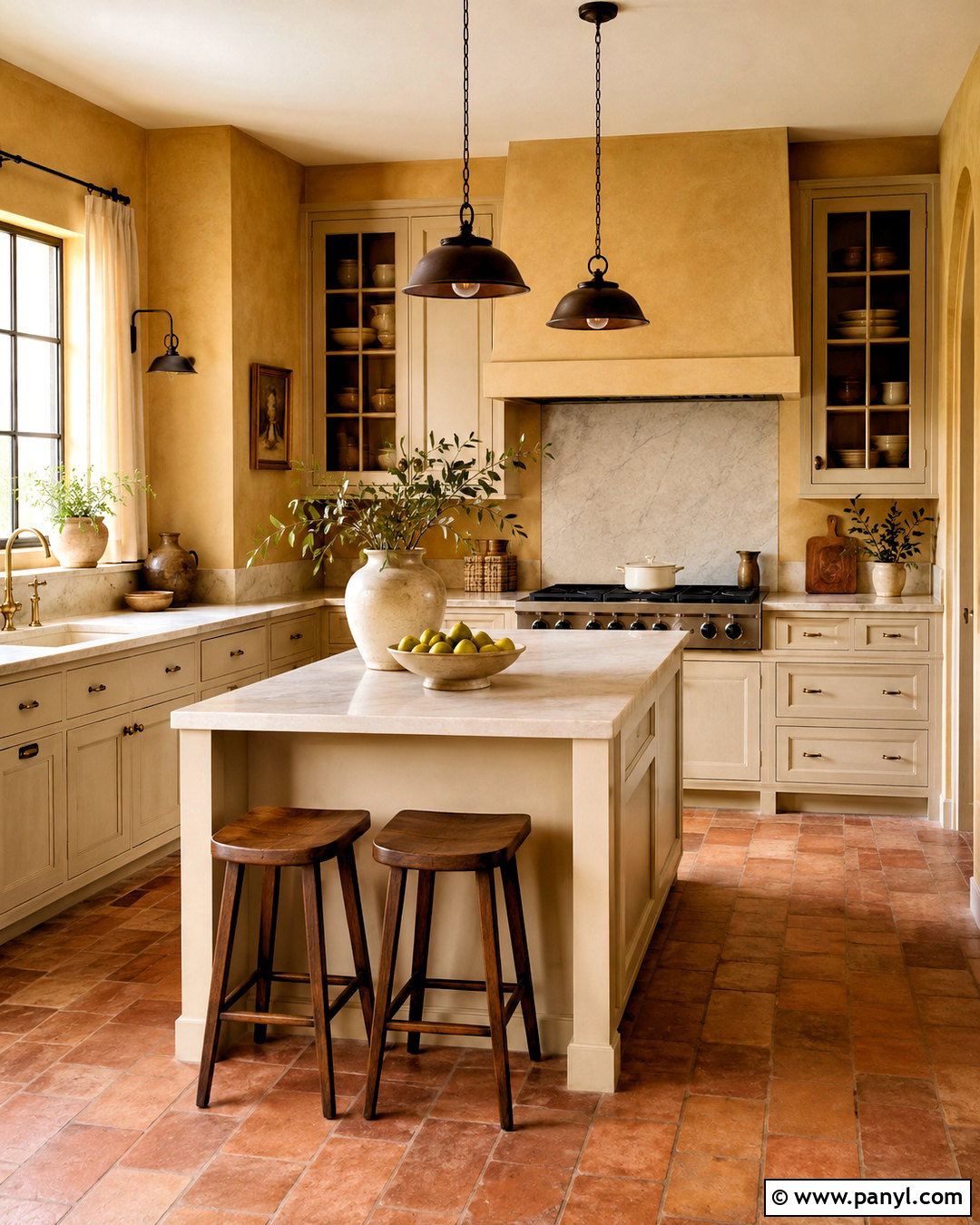 Ochre Kitchen Walls With Cream Cabinets - 40 kitchen wall color ideas