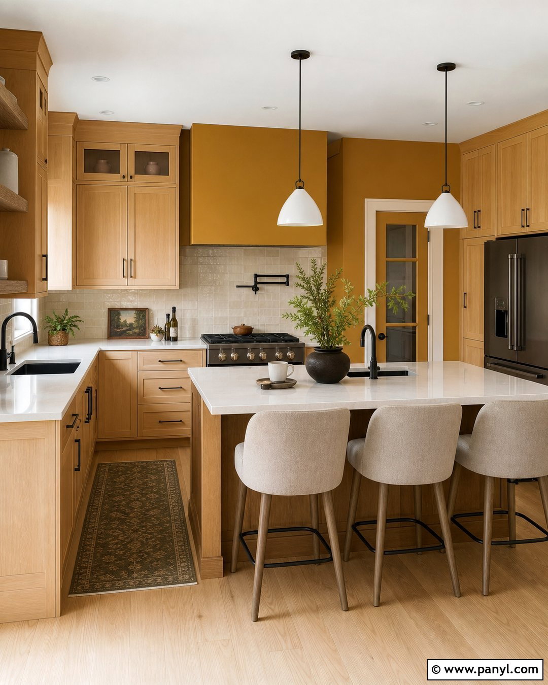 Ochre Kitchen With Wood Cabinets - 25 Kitchen Colors With Wood Cabinets