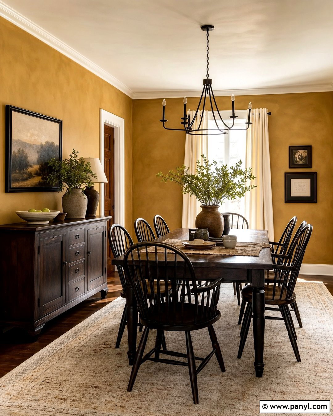 Ochre Limewash And Dark Wood - 25 Limewash Color Combinations