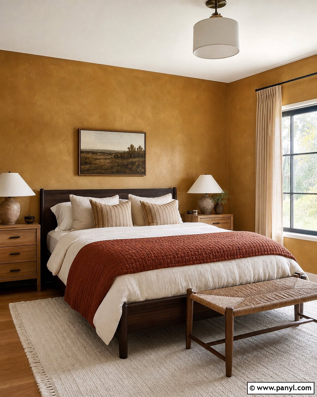Ochre Limewash Bedroom - 50 Limewash Walls