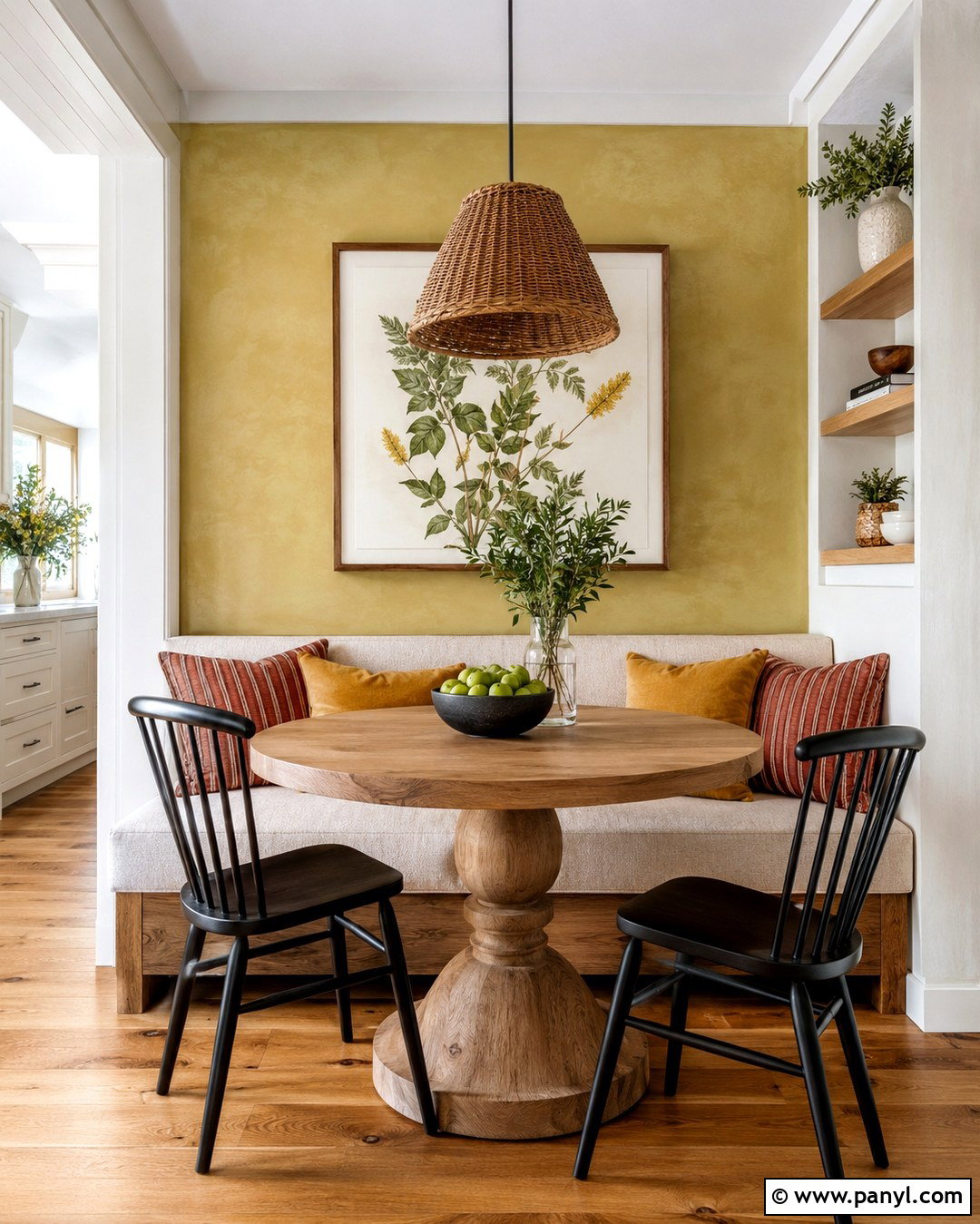 Ochre Limewash Breakfast Nook Wall - 20 Limewash Paint Accent Wall Ideas