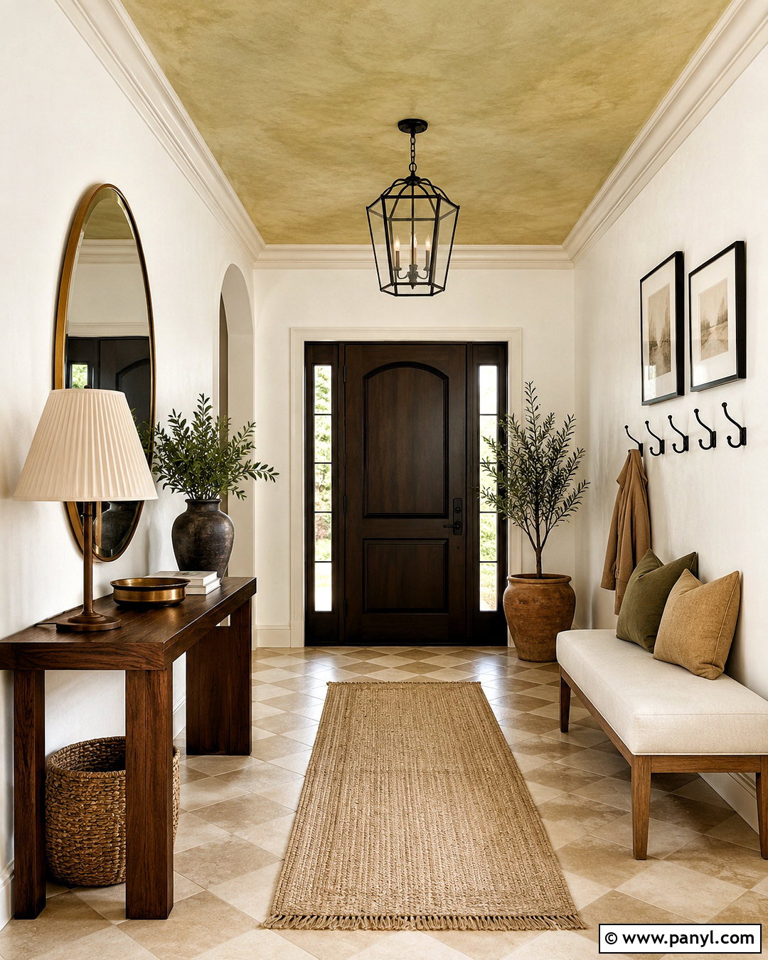 Ochre Limewash Ceiling Entryway - 20 limewash ceiling ideas