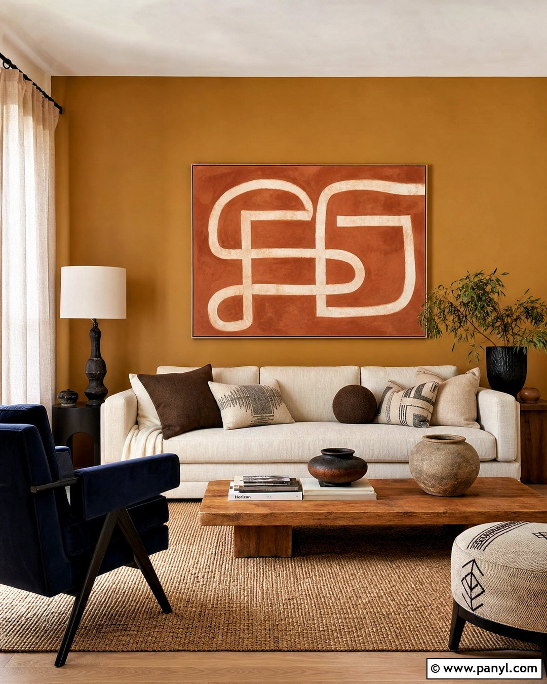 Ochre Living Room Accent Wall - 20 accent wall colors living room ideas