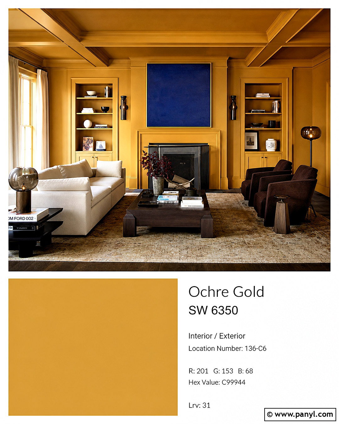 Ochre Living Room - 20 modern living room paint color ideas