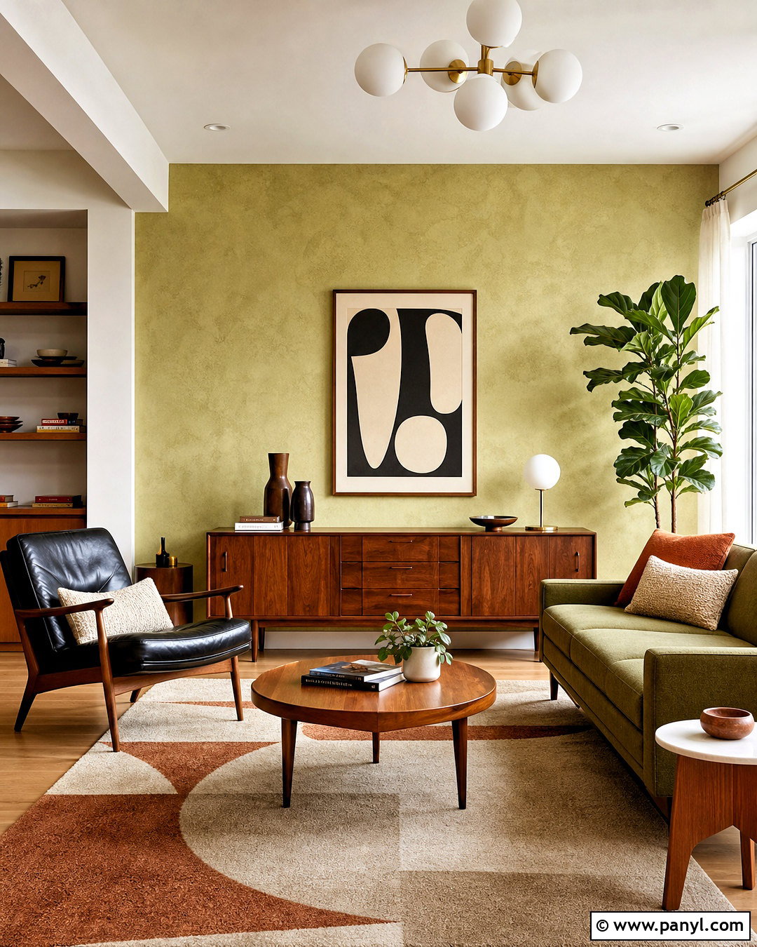 Ochre Midcentury Lime Wash Accent Wall - 20 lime wash accent wall ideas