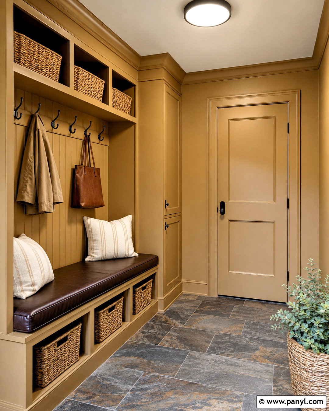Ochre Mudroom Walls And Trim - 35 trim and walls same color ideas
