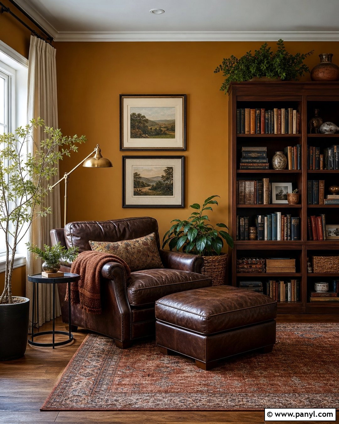 Ochre Reading Room Walls - 25 Room Wall Paint Colors