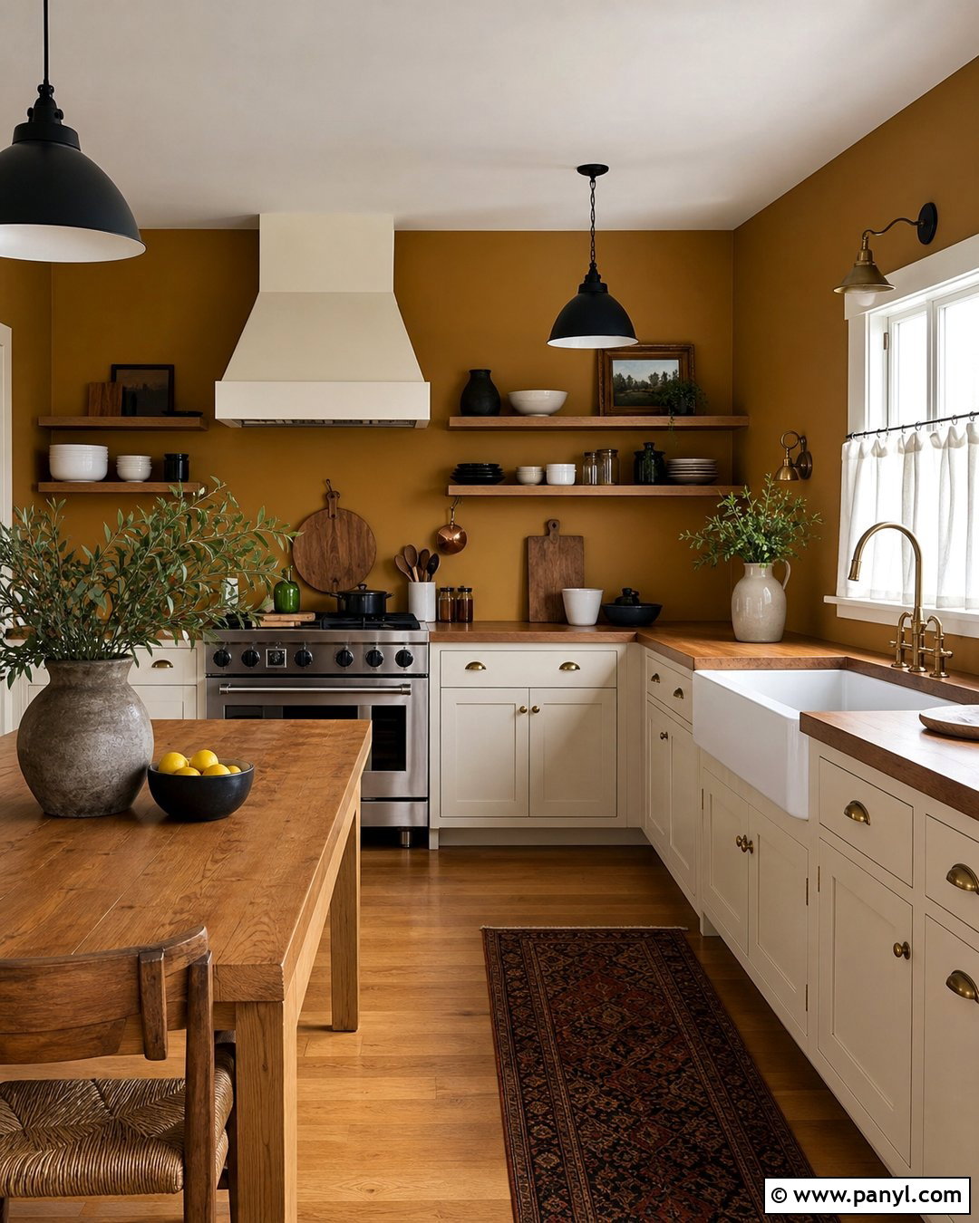 Ochre Walls In A Farmhouse Kitchen - 35 ochre walls