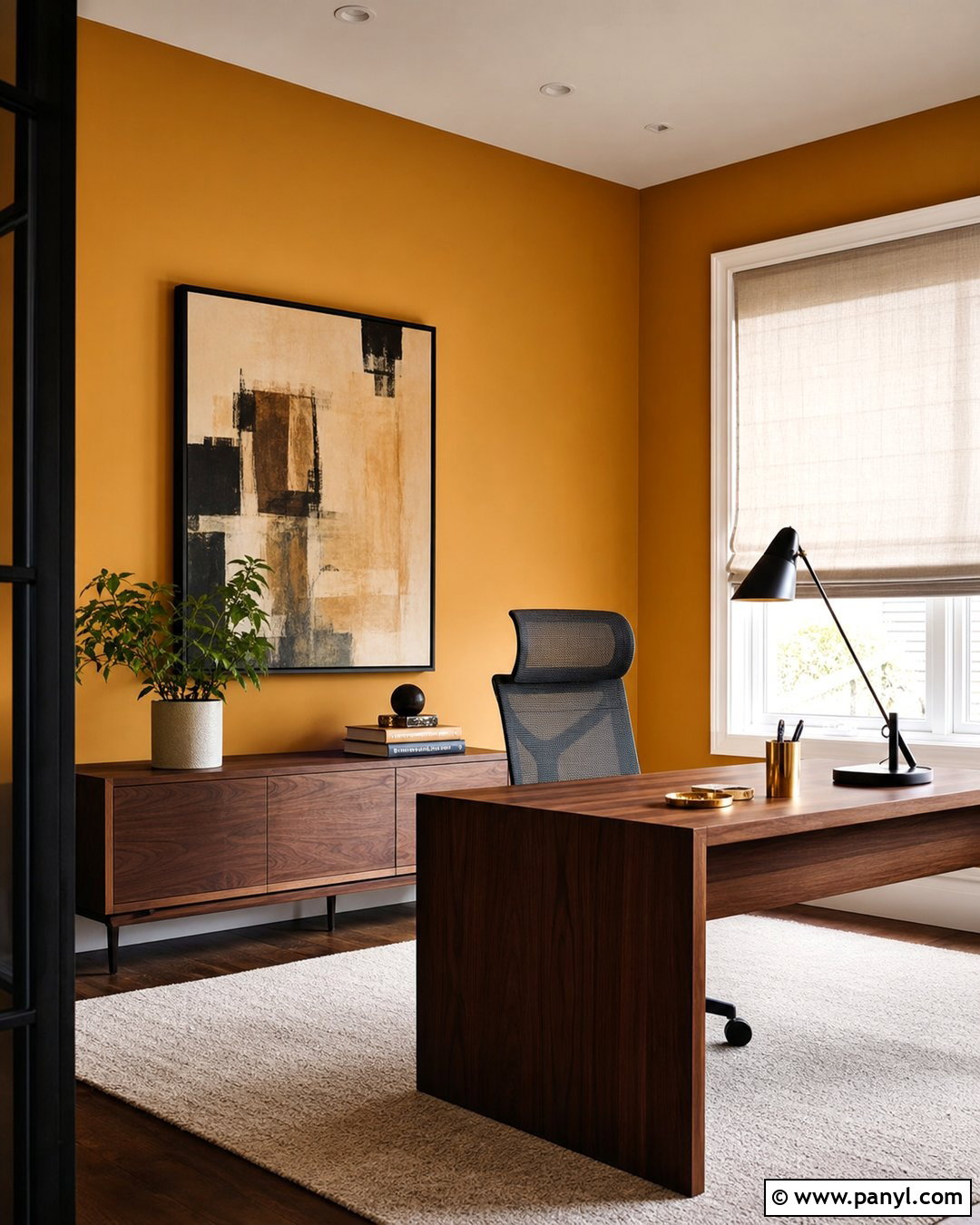 Ochre Walls In A Home Office - 35 ochre walls